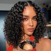 Short Bob Curly Human Hair Wigs With Bangs 100% Brazilian Real Human Hair Wig For Black Women 12 Inch Bob Wigs Glueless kinky Curly Machine Made None