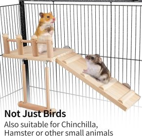 Bird Perches Platform Swing with Climbing Ladder Parakeet Cage