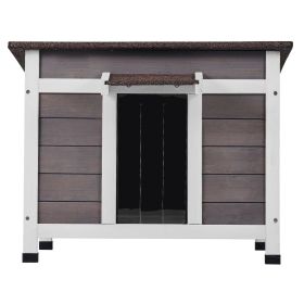 Outdoor Cat House Weatherproof, Feral Cat Shelter for Multiple Cats, Outdoor Wooden Cat Rabbit House with a Window, Open Roof and PVC Door Flaps