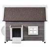Outdoor Cat House Weatherproof, Feral Cat Shelter for Multiple Cats, Outdoor Wooden Cat House with Large Side Door, PVC Door Flaps, Open Roof