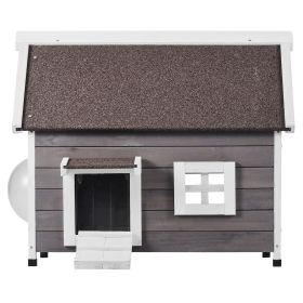 Outdoor Cat House Weatherproof, Feral Cat Shelter for Multiple Cats, Outdoor Wooden Cat House with Large Side Door, PVC Door Flaps, Open Roof