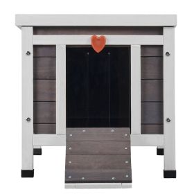 Outdoor Cat House Weatherproof, Feral Cat Shelter for Multiple Cats, Outdoor Wooden Cat Rabbit House with PVC Door Flaps and Open Roof