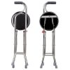 Medical Folding Walking Stick with Seat Four Legged Portable Travel Hiking Cane Chair Stool Eldely Care Aid Physica