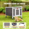 Outdoor Cat House Weatherproof, Feral Cat Shelter for Multiple Cats, Outdoor Wooden Cat Rabbit House with PVC Door Flaps and Open Roof